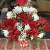 Make them merry with this sweet bouquet! Red roses,  red alstroemeria