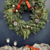 Fresh 26&quot; evergreen wreath with holiday d&eacute;cor