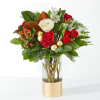 Spread joy this holiday season with a shimmering arrangement of roses, alstroemeria