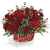 Set your course for festive fun with this hand-arranged, radiant red bouquet