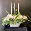 Classic and stylish centerpiece design.  All white in long and low