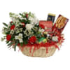This arrangement to include: a pretty assortment of flowers and treats to