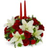 2 Candle centerpieces with lilies, red roses and red carnations