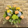 Lovly Fresh Arrangment Using Roses, Hydrangea,
Calla Lilys, Berzelia Pods and Eucalyptus. 
Make