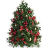 Let us design a boxwood tree decorated with traditional holiday accents for