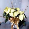 6&quot; white pointsettia xmas decorated in white ceramic pot