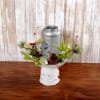 This rustic lantern and stand are the perfect addition to your holiday