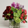 Hydrangea, Sweet Peas, Rose, Tulip, Anthurium, Mokara Orchid