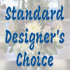 Blue text over a blurred floral bouquet background