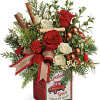 A Beautiful Holiday Reusable Box With Seasonal Flowers, Evergreens, and Holiday Themed