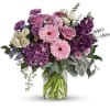&quot;This harmonic mix of deep purple hydrangea with light lavender roses and