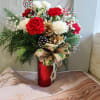 Metal Glossy Red/Silver Flower Bucket, if metal container is sold out 