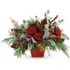 Enhance your holiday decor with stunning red roses paired with elegant Christmas