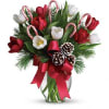 Candy canes, pine cones, tulips and evergreens make a wonderful, simple and