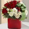 RED ROSES, WHITE SPRAY ROSES
