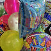 colorful mixture of latex with three mylar balloons 