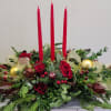 Traditional long and low arrangement that includes a fresh beautiful assortment of