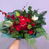 Hydrangea, roses, lilies, Christmas branches, berries