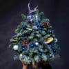 Small Christmas Tree with Blue Decorations 