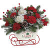 Bursting with vintage charm and a bouquet of jolly Christmas blooms, this