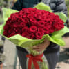 A huge display of beautiful, deep red roses. Contains 100 Roses