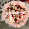 50 count bouquet with pink filler 
Banner optional or customizable 