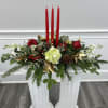 A timeless Christmas centerpiece to brighten your home with whites, greens, red