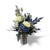 Celebrate the season of lights with this festive blue and silver arrangement.