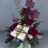 Ceramic Gift Box filled with beautiful touches of Gold and Red Roses