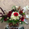 Red gerbera, red roses, red lily, white orchids, red spray roses, hydrangea