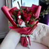 A Christmas bouquet is a composition of roses, fir branches and toys.
STANDART