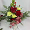 Gift a fresh Christmas bouquet in a keepsake, ceramic vase with Santa
