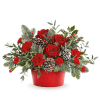 Winter Whimsy Centerpiece captures the magic of the holidays with red roses