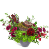 Natural Rosewood blends rich red and burgundy blooms with green hydrangea and