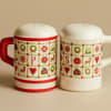 Quilted  themed salt and pepper shakers. Great for secret Santa exchanges.