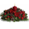 Red roses, red berries, Christmas greens and pinecones - yep, it's Christmas