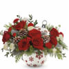 Brighten your Christmas with a bouquet of vibrant red roses and winter