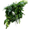 A beautiful selection of seasonal foliage on an asymmetrical wreath design. 