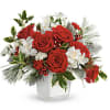  Festive Elegance Bouquet shines with classic red roses, white blooms, and