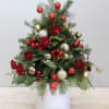 This beautiful tree mixes roses with Christmas holiday decore and stands at