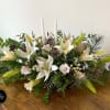 Elegant and natural-style long centerpiece, perfect for the Season. Designed with white