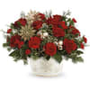 Celebrate the spirit of Christmas with this enchanting red rose bouquet, artfully