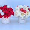 This double bouquet of red and white roses is the perfect Christmas