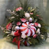This Christmas Ornament container is eye catching with it&#039;s swirls and beautiful