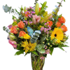 Bright Florals arranged with butterflies. Flowers may very but will always be