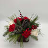 Send a little holiday sparkle! This joyful arrangement mixes fluffy red blooms