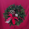 Beautiful fresh winter green wreath decorated with bows and holidays accents
**PLEASE INDICATE