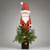 4 FT WOOD CUTOUT SANTA PATIO POT WITH FRESH EVERGREENS

Bring instant holiday