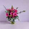 Gorgeous hot pink Gerbera Daisies and hot pink Roses. When you want