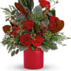 Simply unique, this gorgeous green and red design is artfully hand-arranged in